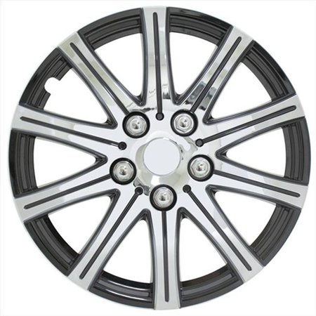 STRIKE3 15 In. Wheel Cover - Stick Silver; Black ST116958